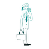 Businessman calling with smartphone cartoon vector illustration graphic design