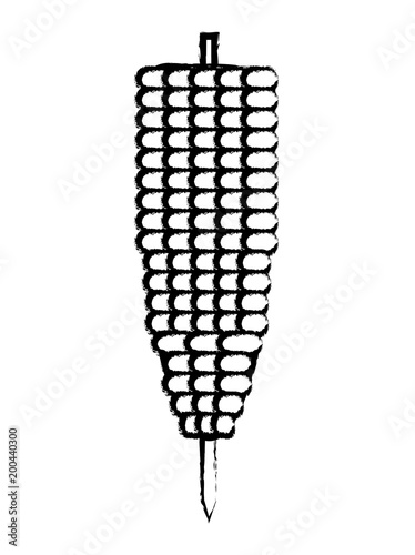 sketch of boiled corn icon over white background, vector illustration