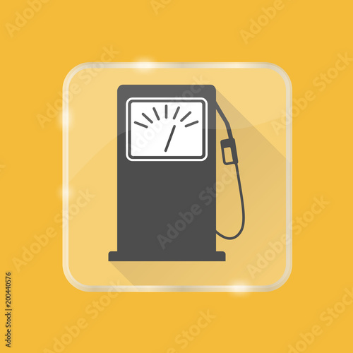 Petrol filling station silhouette icon in flat style on transparent button