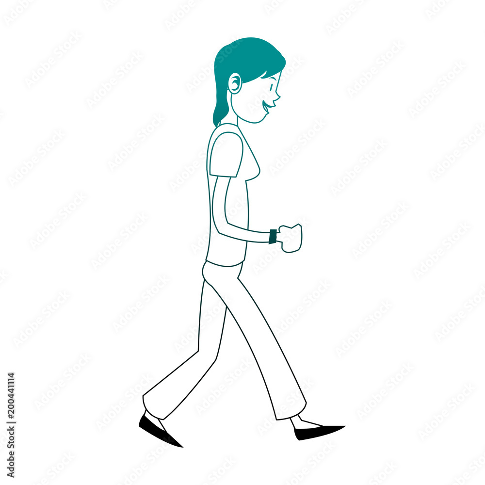 Young woman walking vector illustration graphic design Young woman walking vector illustration graphic design