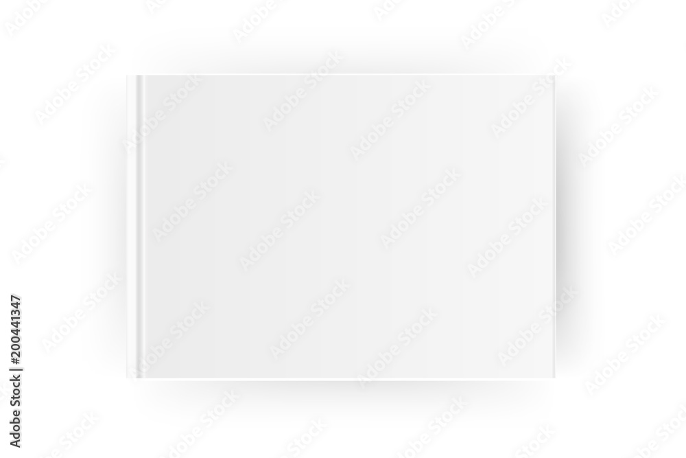 Blank horizontal A4 book cover template . Mock up closed magazine or notebook. Isolated on white background. Vector Blank horizontal A4 book cover template . Mock up closed magazine or notebook. Isolated on white background. Vector