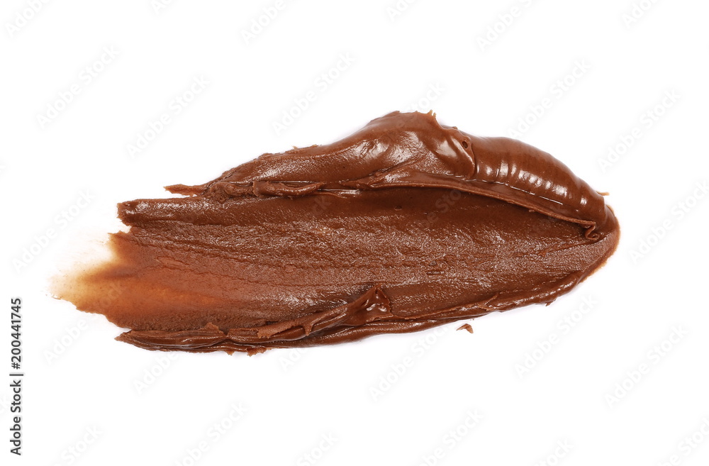Cream chocolate spreading isolated on white background, with clipping path, top view Cream chocolate spreading isolated on white background, with clipping path, top view
