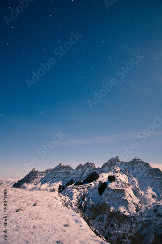 Night Sky With Stars and Moonlight in The Badlands