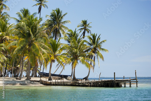 Isla, paraíso, edén, puesta de sol palmeras, Guna Yala, Kuna Yala, San Blas, Panamá, Caribe photo