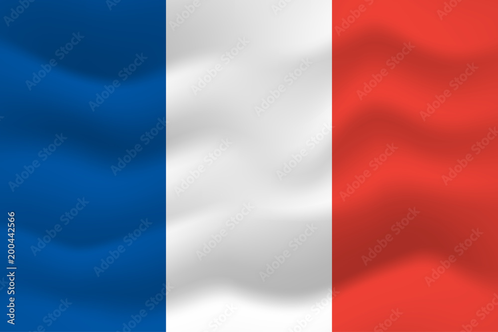Waving flag of France. Vector illustration for your design.