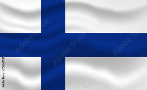 Waving flag of Finland. Vector illustration for your design.