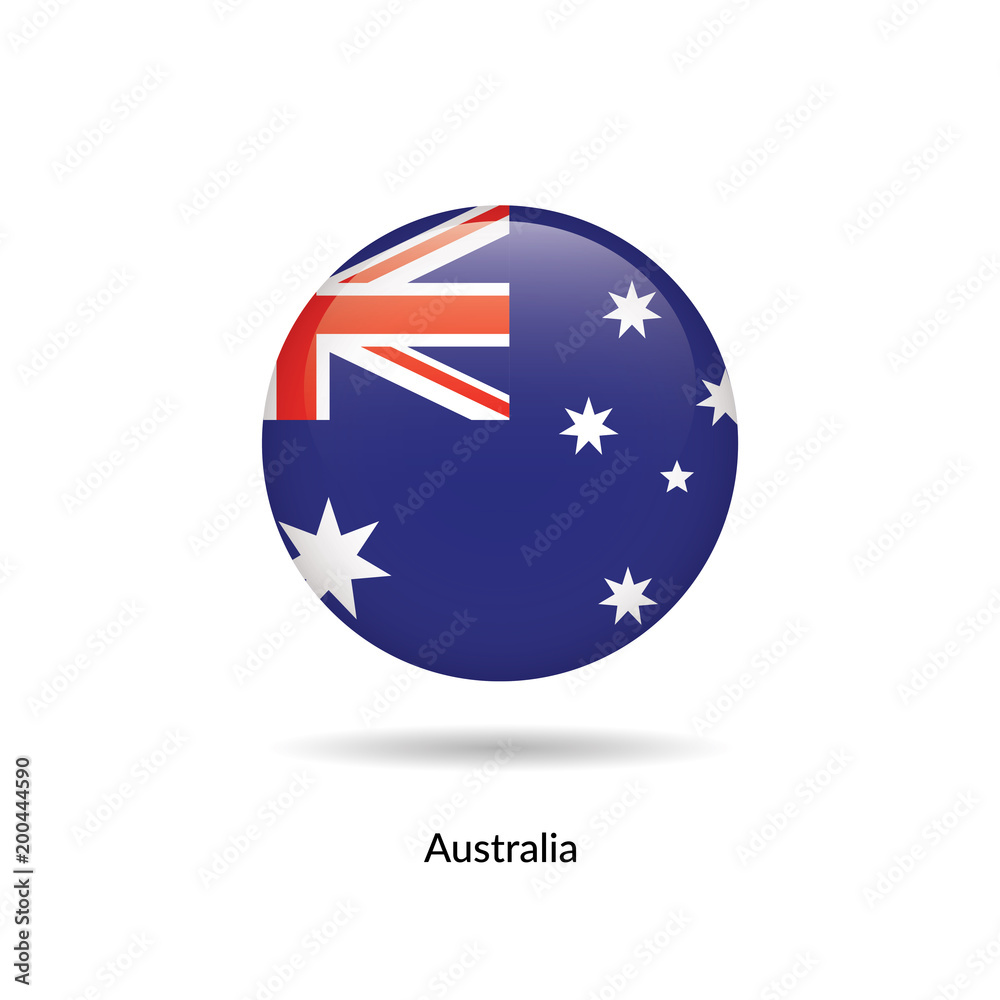 Australia flag - round glossy button. Vector Illustration. Australia flag - round glossy button. Vector Illustration.