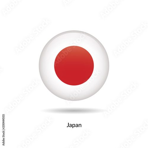 Free Download Japan flag - round glossy button. Vector Illustration. - GFXLoad