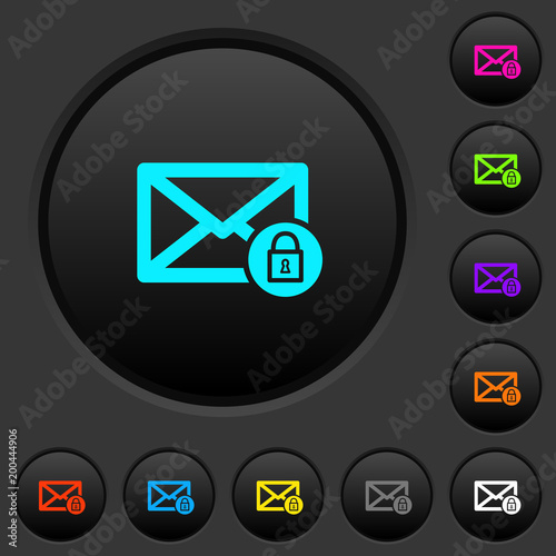 Lock mail dark push buttons with color icons