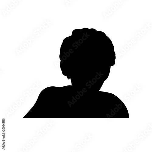 grandma silhouette on white background, in black