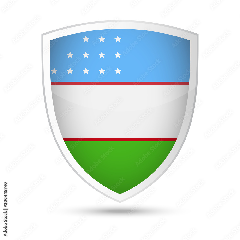 Uzbekistan Flag Vector Shield Icon Uzbekistan Flag Vector Shield Icon