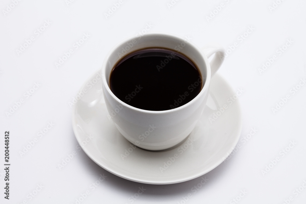 A cup of black coffee isolated on white background A cup of black coffee isolated on white background