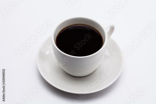 A cup of black coffee isolated on white background