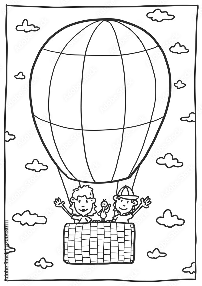 Ausmalbild Heißluftballon Stock 벡터 | Adobe Stock