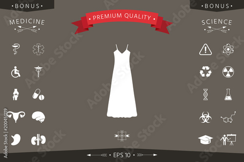 Long Dress, Evening dress, combination or nightie , the silhouette. Menu item in the web design