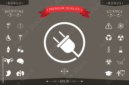 Plug in round icon