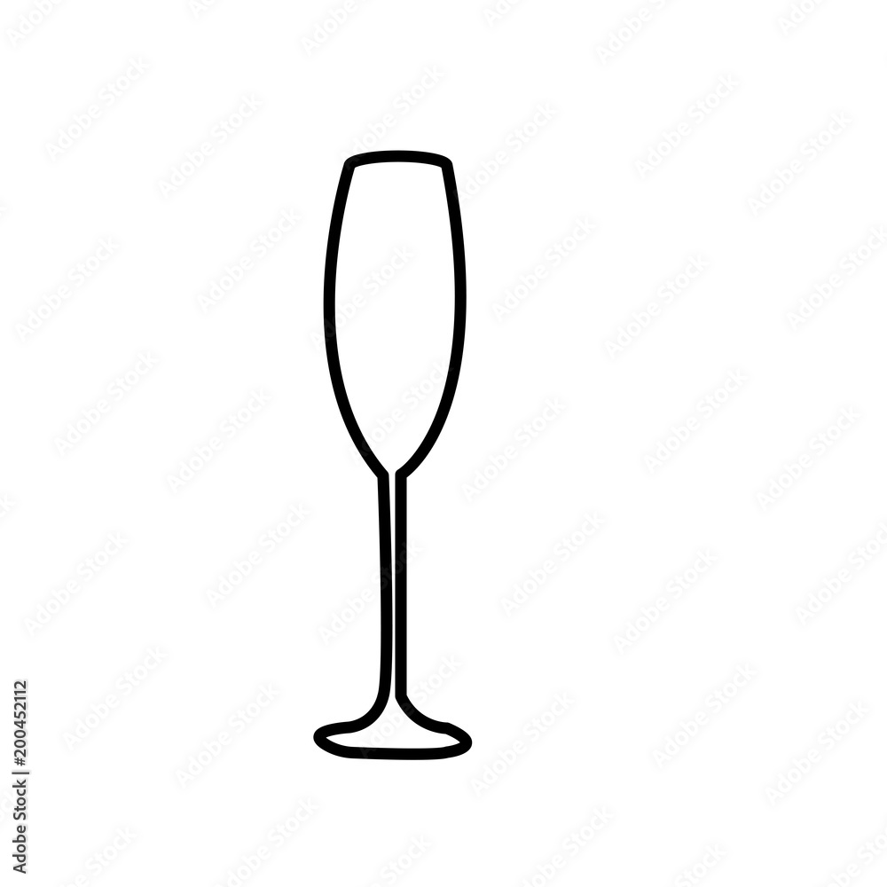champagne flute outline on white background champagne flute outline on white background