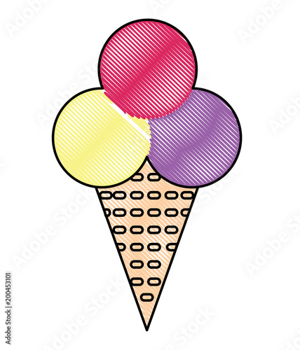 ice cream cone icon over white background, colorful design. vector illustration