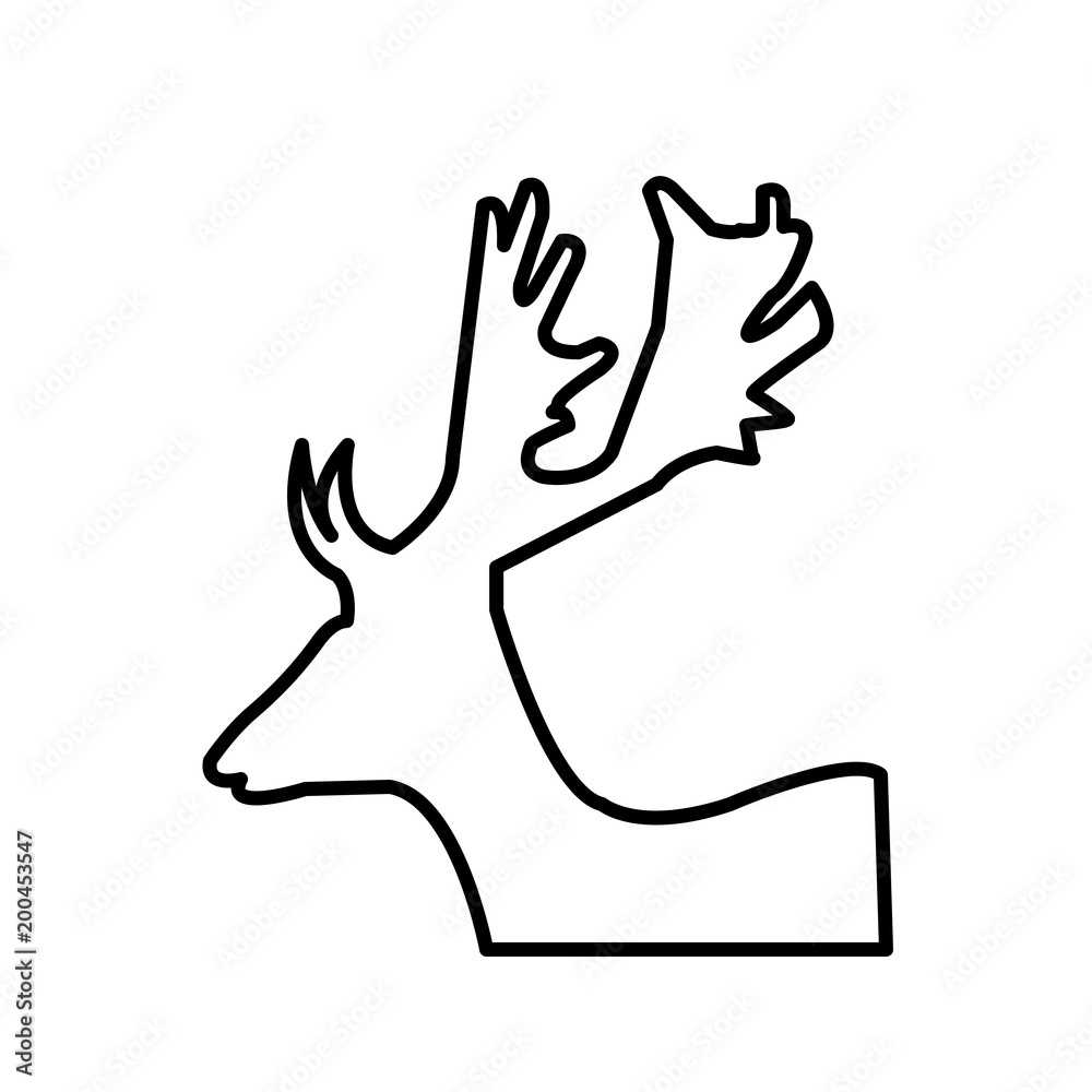 deer head outline clip art on white background
