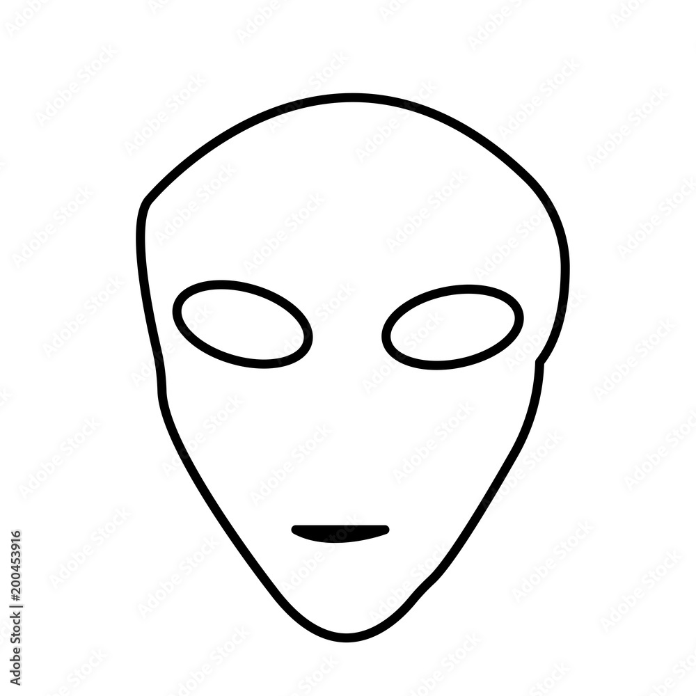 alien head outline on white background alien head outline on white background