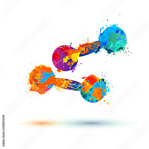 Dumbbells icon of splash paint