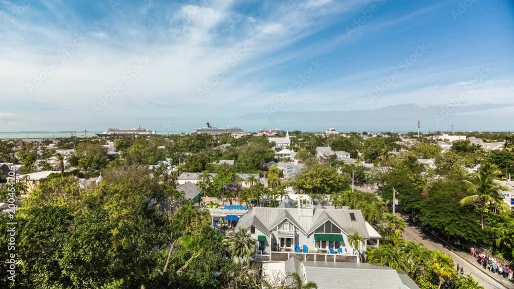 Aerial summer day time lapse of Key West's skyline cityscape. Usa, Florida Aerial summer day time lapse of Key West's skyline cityscape. Usa, Florida