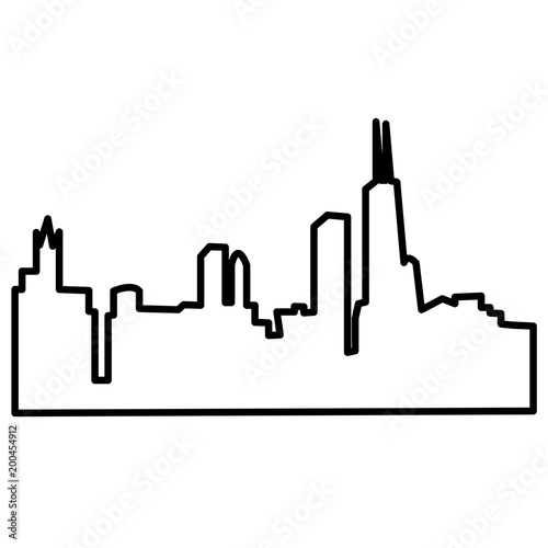 chicago city skyline outline on white background