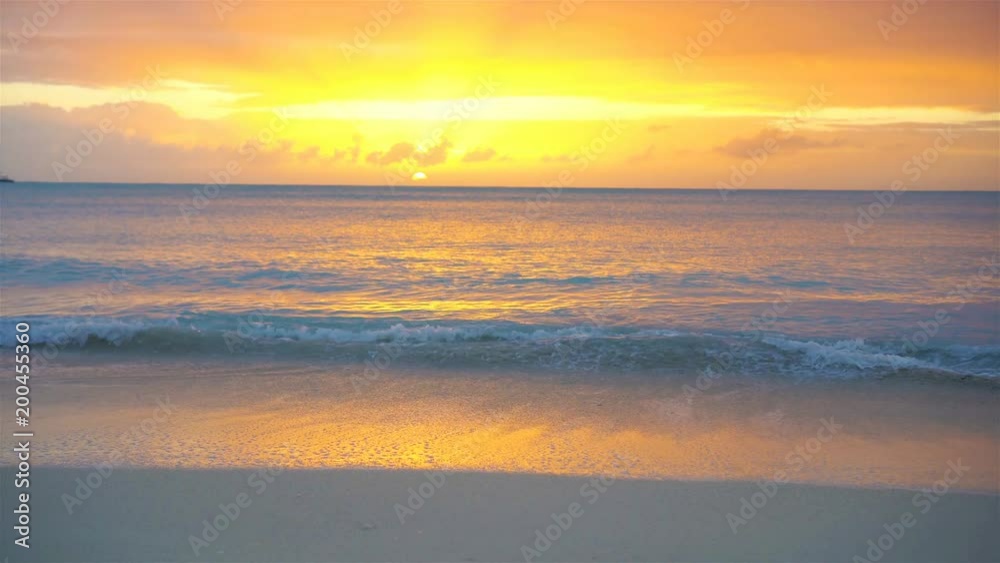 Amazing beautiful sunset on an exotic caribbean beach.