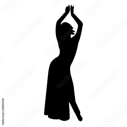 belly dancer silhouette on white background, in black