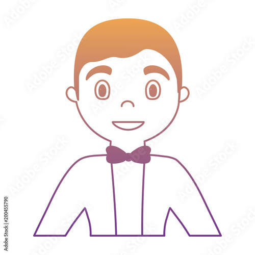 cartoon man with suit and bow tie icon over white background, colorful design. vector illustration