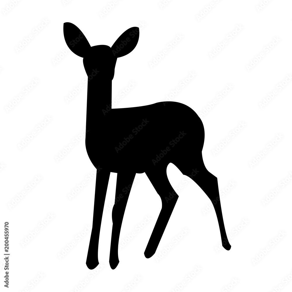 baby deer silhouette on white background, in black Stock Vector Adobe