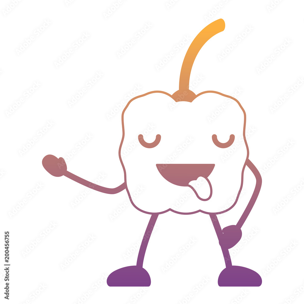 kawaii pepper showing the tongue over white background, colorful design. vector illustration kawaii pepper showing the tongue over white background, colorful design. vector illustration