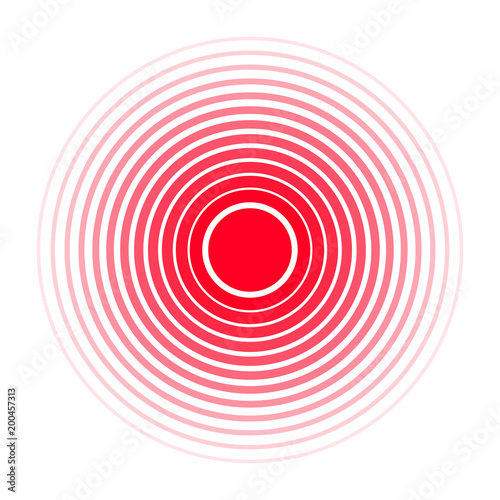 Pain concentration icon. Red circles, symbol of pain concentration for medical painkiller drugs, headache, muscle and stomach ache designation