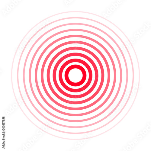 Pain concentration icon. Red circles, symbol of pain concentration for medical painkiller drugs, headache, muscle and stomach ache designation