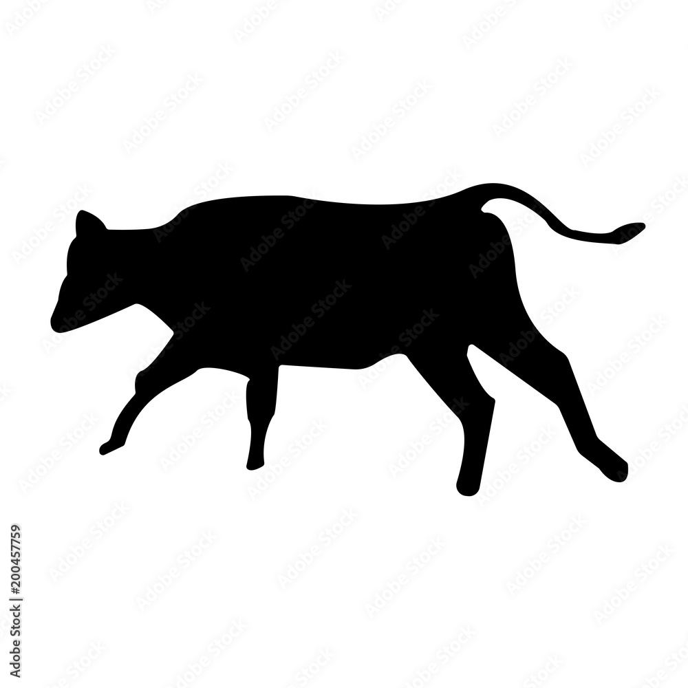cow silhouette clip art on white background, in black