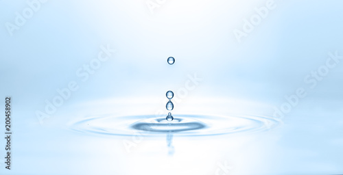 Blue water droplets with copy space and aqua colors