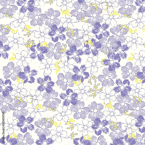 Beautiful seamless floral pattern with watercolor effect. Flower vector illustration