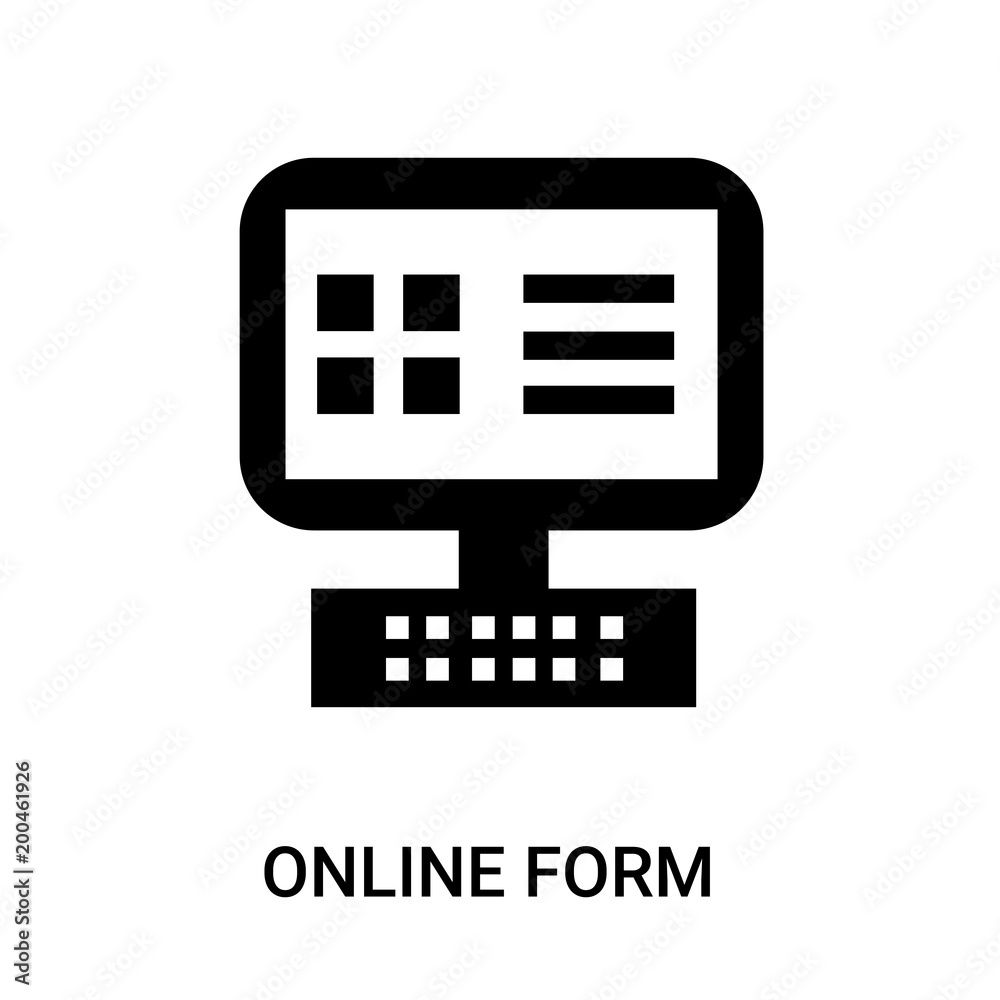 online form icon on white background, in black, vector icon illustration online form icon on white background, in black, vector icon illustration