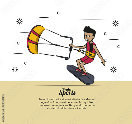 Water sports infographic kitesurf vector illustration graphic design