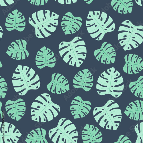 Monstera leaves vector seamless pattern