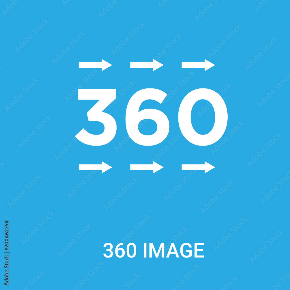 360 image icon on blue background, in white, vector icon illustration 360 image icon on blue background, in white, vector icon illustration