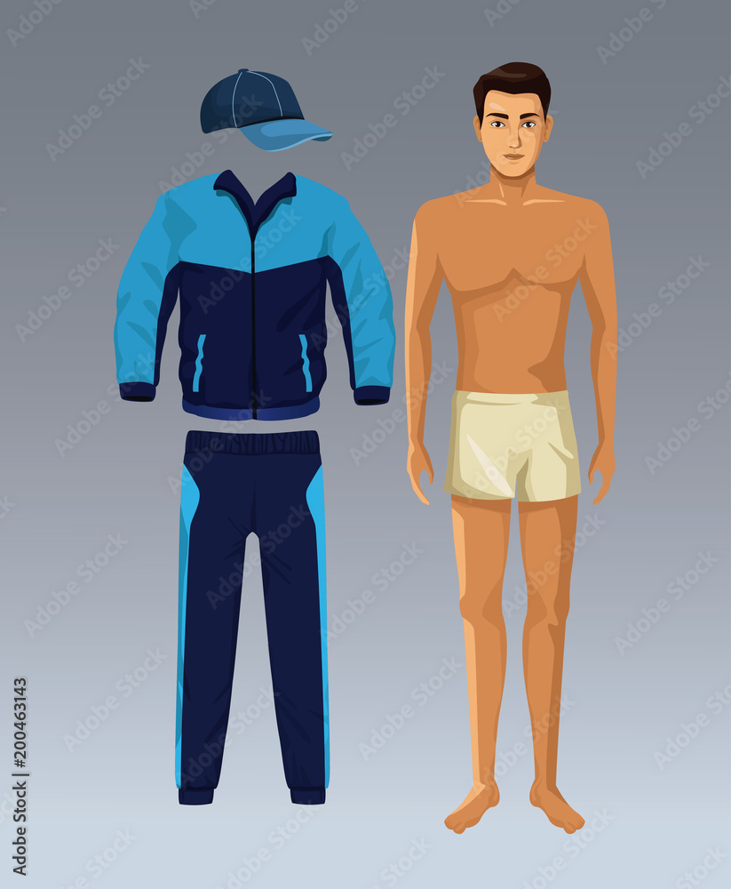 Model man with fitness wear clothes vector illustration graphic design Model man with fitness wear clothes vector illustration graphic design