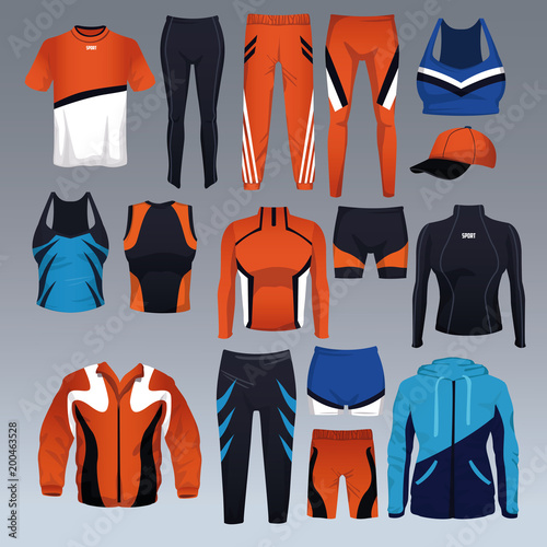 Set of sport wear collection vector illustration graphic design