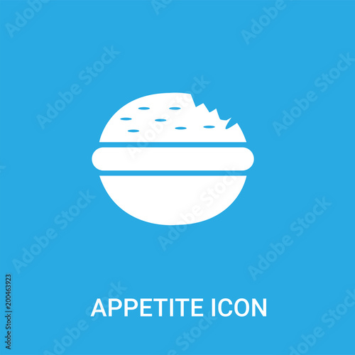 appetite icon on blue background, in white, vector icon illustration