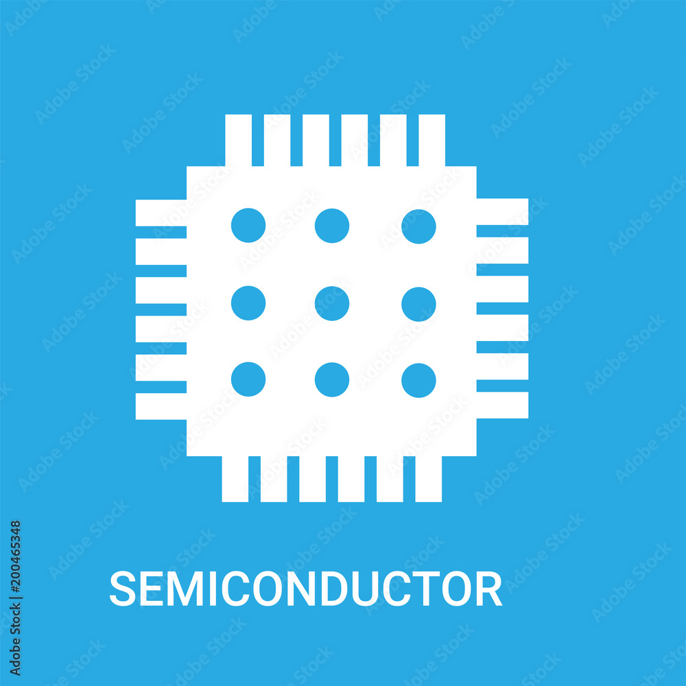 semiconductor icon on blue background, in white, vector icon illustration semiconductor icon on blue background, in white, vector icon illustration
