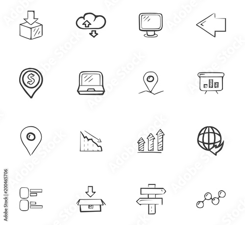 Doodle Logistics icons set