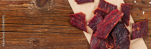 Photography Delicious Homemade Beef Jerky Background. Selective focus.