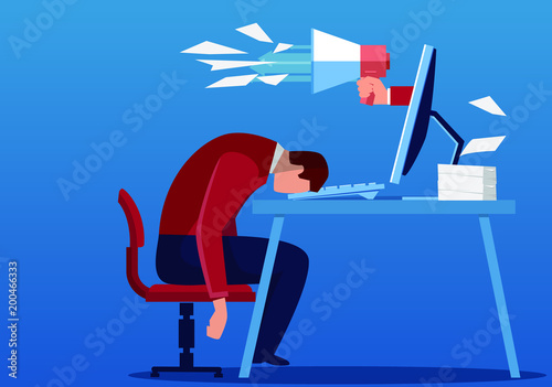 Businessman working too tired to sleep