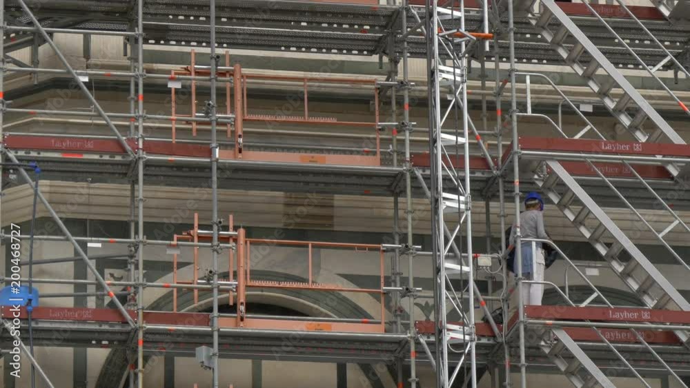 Workers on a scaffold