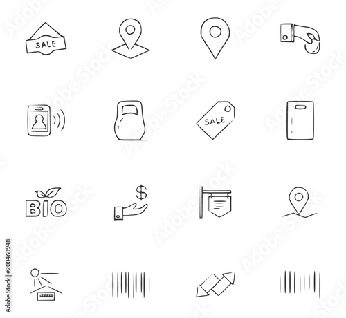 Doodle Business icons set